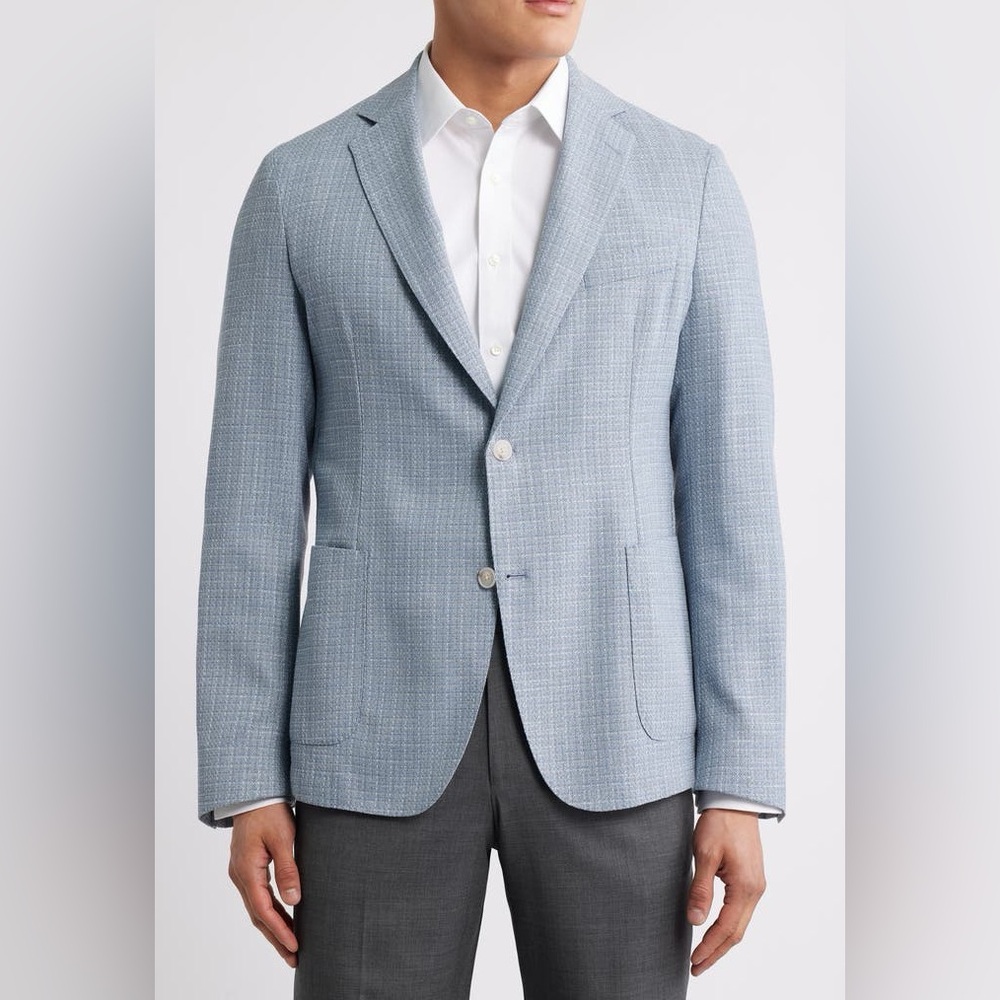 Boss Hanry Slim Fit Textured Light Blue Sport Coat Blue 38R NWOT